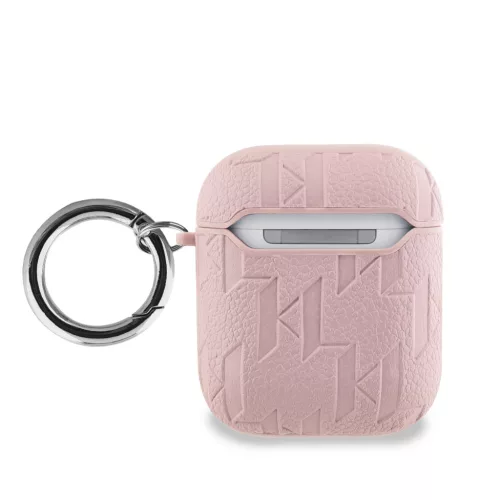 Karl Lagerfeld PU Embossed Karl Head tok, Airpods 1/2 - rózsaszín