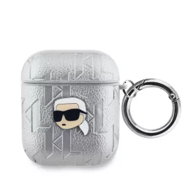   Karl Lagerfeld PU Embossed Karl Head tok, Airpods 1/2 - ezüst - 