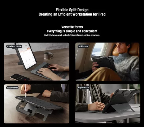 Nillkin Bumper GO Keyboard (Backlit Version) tok – Apple iPad Air 4/5/10.9 2020/11 2024/2025/Pro 11 (2020/2021/2022) – fekete