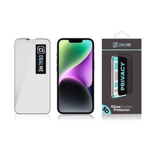 OBAL:ME Privacy 5D üvegfólia – iPhone 13 / 13 Pro / 14 / 16e / 17e – Fekete