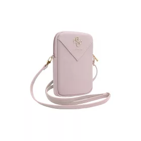   Guess PU Grained 4G Metal Logo Wallet Phone Bag Zipper Pink - rózsaszín