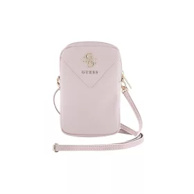   Guess PU Grained 4G Metal Logo Wallet Phone Bag Zipper Pink - rózsaszín