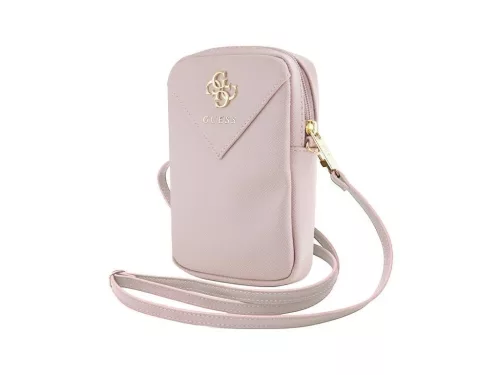 Guess PU Grained 4G Metal Logo Wallet Phone Bag Zipper Pink - rózsaszín