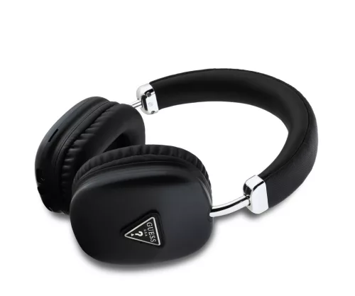 Guess Saffiano PU Leather Triangle Logo Wireless Headphone Black - fekete