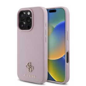   Guess PU Grained 4G Small Metal Logo MagSafe tok, iPhone 16 Pro Max - rózsaszín