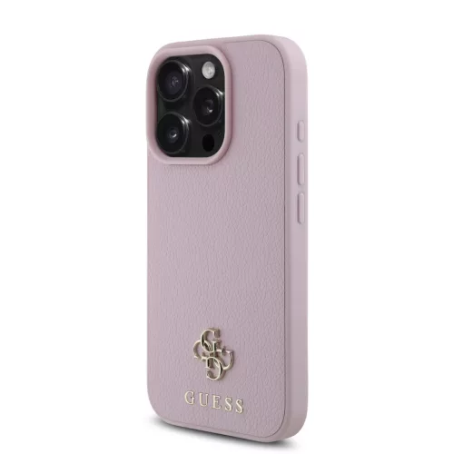 Guess PU Grained 4G Small Metal Logo MagSafe tok, iPhone 16 Pro Max - rózsaszín