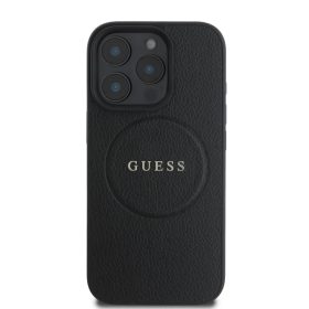   Guess PU Grained Classic Logo MagSafe tok, iPhone 16 Pro - fekete