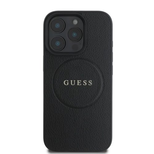 Guess PU Grained Classic Logo MagSafe tok, iPhone 16 Pro - fekete