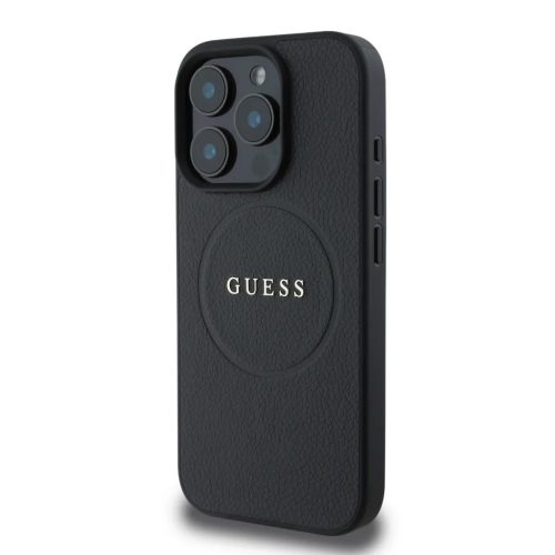 Guess PU Grained Classic Logo MagSafe tok, iPhone 16 Pro - fekete