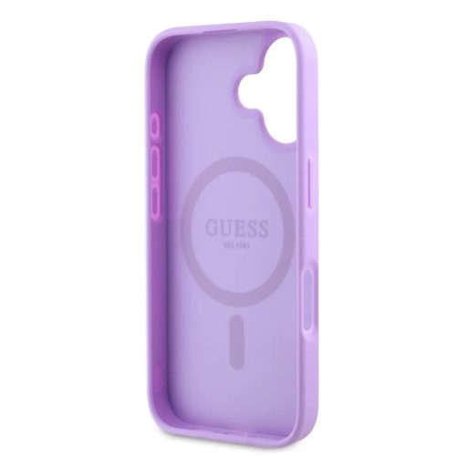 Guess PU Grained Classic Logo MagSafe tok, iPhone 16 - lila