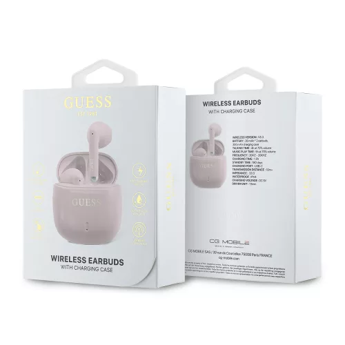 Guess Printed Classic Logo TWS Wireless Earphones Pink - rózsaszín