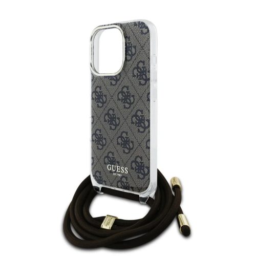 Guess IML 4G Printed Crossbody Popruh tok, iPhone 16 Pro - barna