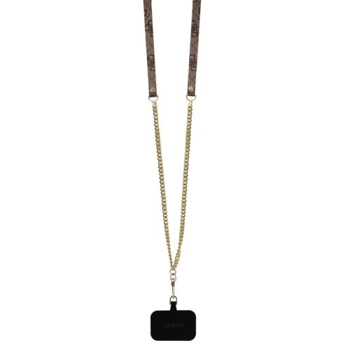 Guess PU 4G Strass Triangle Metal Logo fém logóval hátlap + vállpánt iPhone 16 - barna