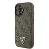 Guess PU 4G Strass Triangle Metal Logo fém logóval hátlap + vállpánt iPhone 16 - barna