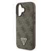 Guess PU 4G Strass Triangle Metal Logo fém logóval hátlap + vállpánt iPhone 16 - barna