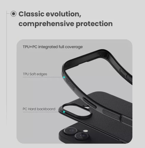 Nillkin Super Frosted PRO tok Apple iPhone 16 készülékhez – Fekete