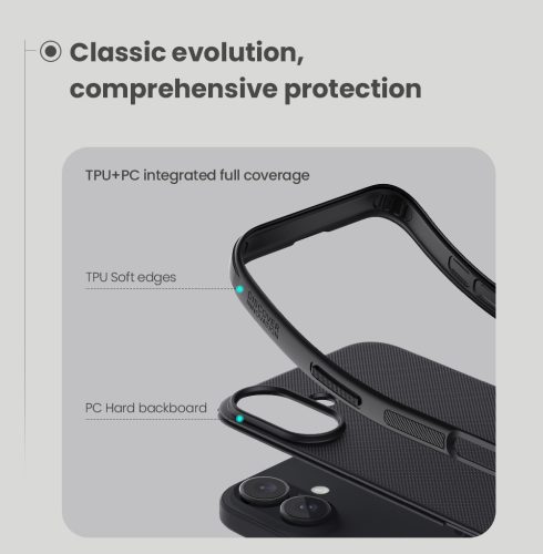 Nillkin Super Frosted PRO Magnetic tok Apple iPhone 16 készülékhez – Fekete