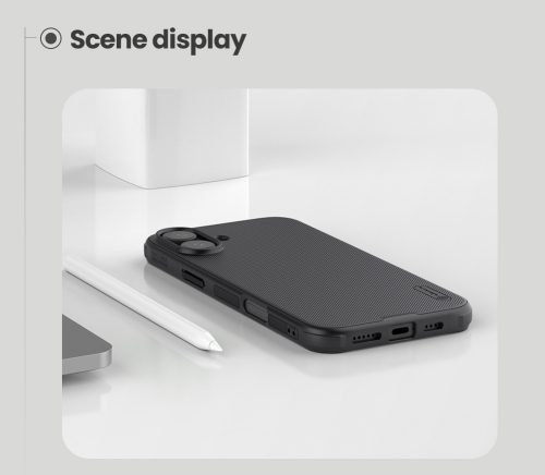 Nillkin Super Frosted PRO Magnetic tok Apple iPhone 16 készülékhez – Fekete