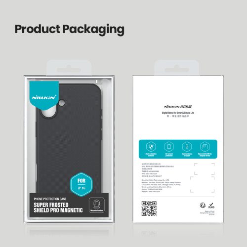 Nillkin Super Frosted PRO Magnetic tok Apple iPhone 16 készülékhez – Fekete