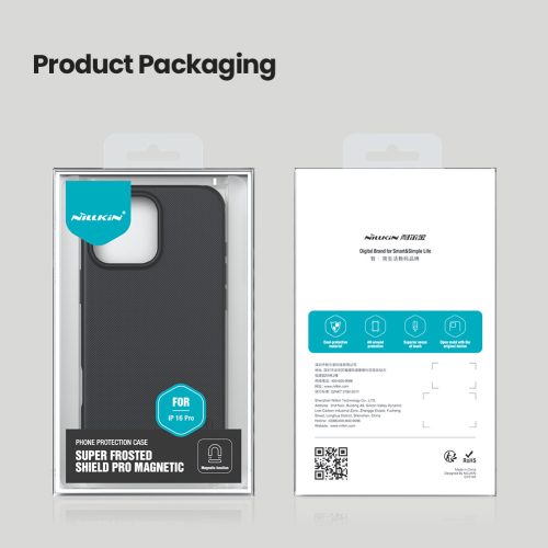 Nillkin Super Frosted PRO Magnetic tok Apple iPhone 16 Pro készülékhez – Fekete