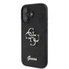 Guess PU Fixed Glitter 4G Metal Logo tok, iPhone 16 - fekete