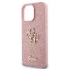 Guess PU Fixed Glitter 4G Metal Logo tok, iPhone 16 Pro - rózsaszín