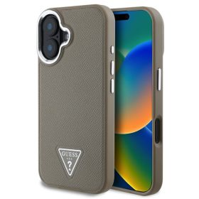 Guess PU Grained Triangle Logo tok, iPhone 16 - barna
