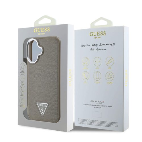 Guess PU Grained Triangle Logo tok, iPhone 16 - barna