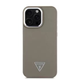   Guess PU Grained Triangle Logo tok, iPhone 16 Pro Max - barna