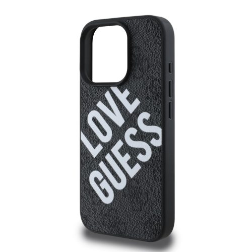 Guess PU Leather 4G Big Love Logo MagSafe tok, iPhone 16 Pro - fekete