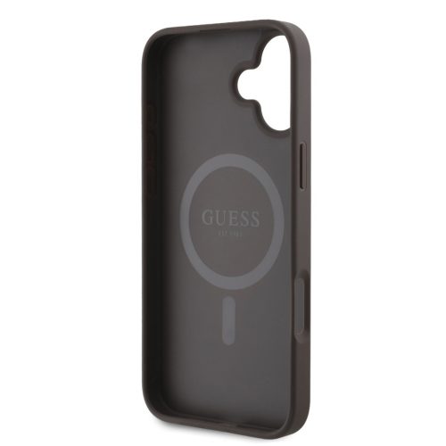 Guess PU Leather 4G Big Love Logo MagSafe tok, iPhone 16 - barna