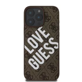   Guess PU Leather 4G Big Love Logo MagSafe tok, iPhone 16 Pro Max - barna