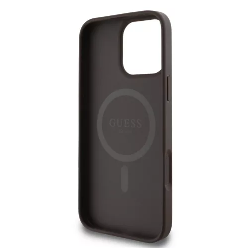 Guess PU Leather 4G Big Love Logo MagSafe tok, iPhone 16 Pro Max - barna