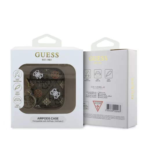 Guess PU 4G Peony Charm tok, AirPods 1/2 - barna