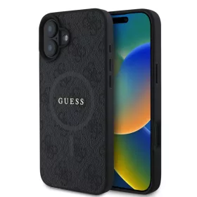   Guess PU Leather 4G Colored Ring MagSafe tok, iPhone 16 - fekete