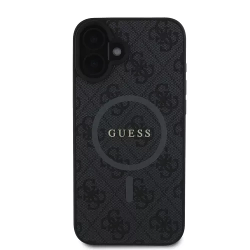 Guess PU Leather 4G Colored Ring MagSafe tok, iPhone 16 - fekete