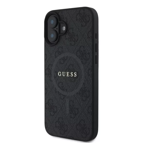 Guess PU Leather 4G Colored Ring MagSafe tok, iPhone 16 - fekete
