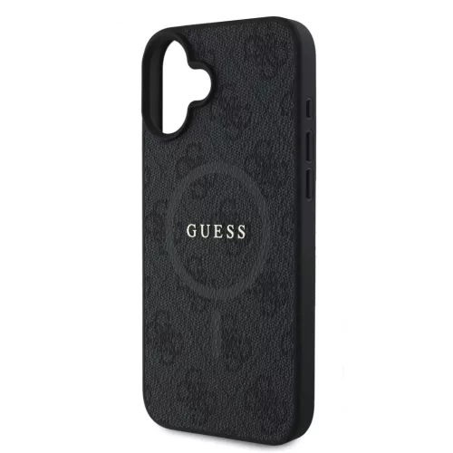 Guess PU Leather 4G Colored Ring MagSafe tok, iPhone 16 - fekete