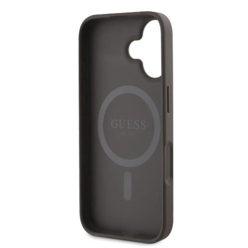 Guess PU Leather 4G Colored Ring MagSafe tok, iPhone 16 - barna