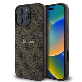   Guess PU Leather 4G Colored Ring MagSafe tok, iPhone 16 Pro - barna