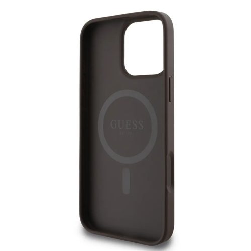 Guess PU Leather 4G Colored Ring MagSafe tok, iPhone 16 Pro - barna
