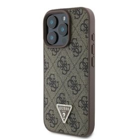   Guess PU 4G Strass Triangle Metal Logo tok, iPhone 16 Pro - barna