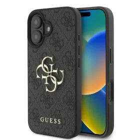 Guess PU 4G Metal Logo tok, iPhone 16 - szürke