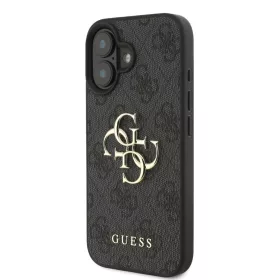 Guess PU 4G Metal Logo tok, iPhone 16 - szürke