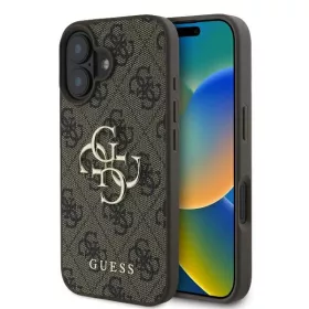 Guess PU 4G Metal Logo tok, Apple iPhone 16 - barna