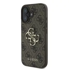 Guess PU 4G Metal Logo tok, Apple iPhone 16 - barna
