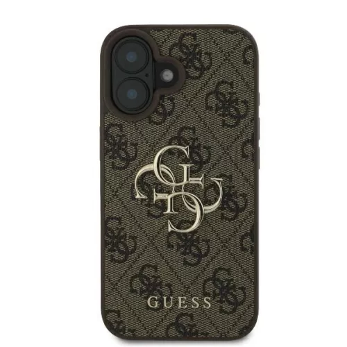 Guess PU 4G Metal Logo tok, Apple iPhone 16 - barna