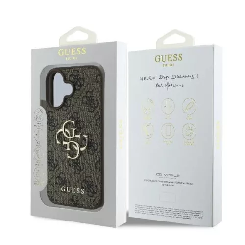 Guess PU 4G Metal Logo tok, Apple iPhone 16 - barna