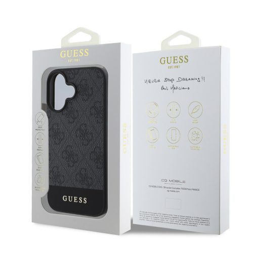 Guess PU 4G Stripe tok, iPhone 16 - szürke