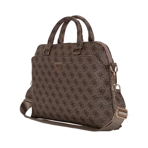Guess PU 4G Triangle Logo Computer Bag 13/14/15" Brown - barna